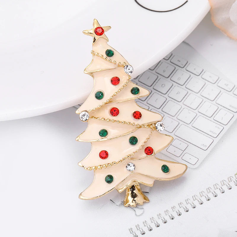 Broche de Navidad con muñeco de nieve y Papá Noel para decoración festiva