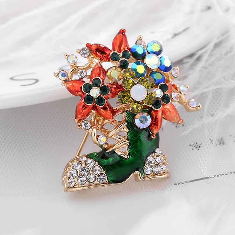 Broche de Navidad con muñeco de nieve y Papá Noel para decoración festiva