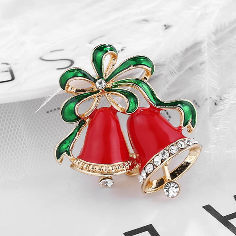 Broche de Navidad con muñeco de nieve y Papá Noel para decoración festiva