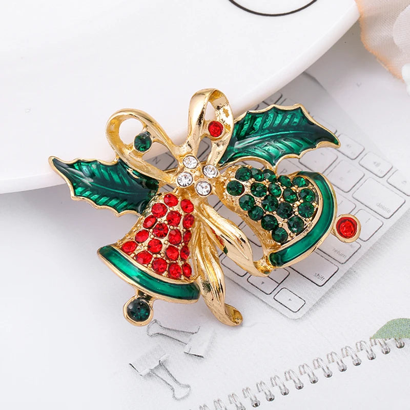 Broche de Navidad con muñeco de nieve y Papá Noel para decoración festiva