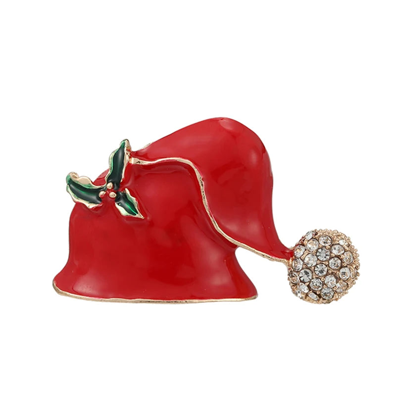 Broche de Navidad con muñeco de nieve y Papá Noel para decoración festiva