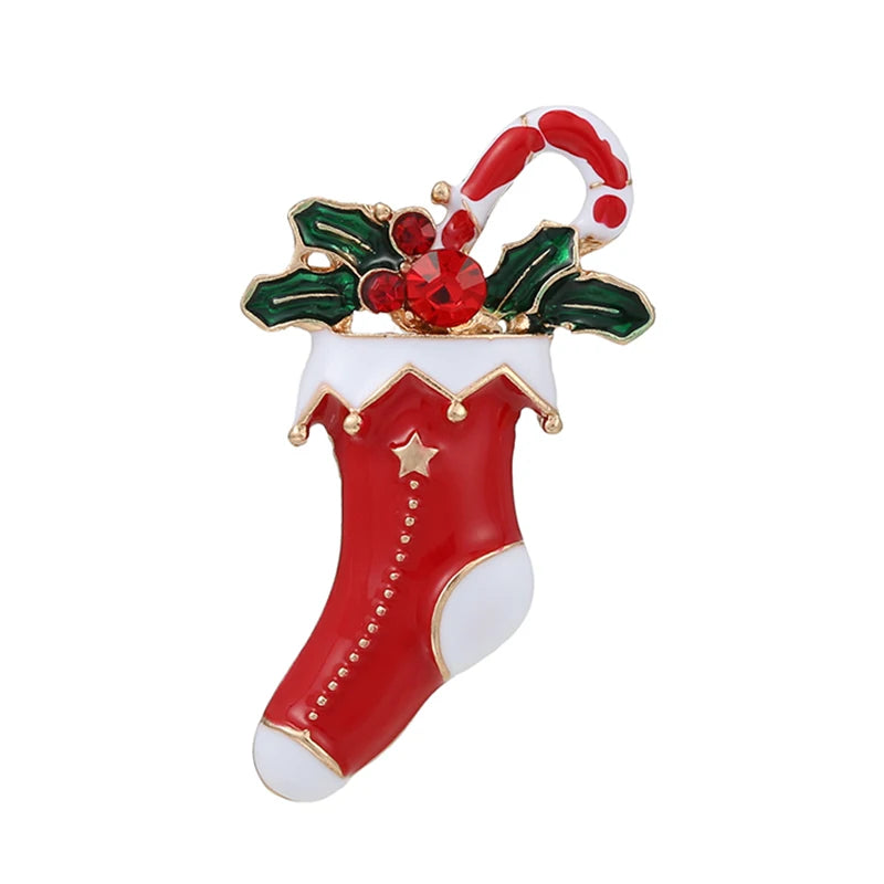 Broche de Navidad con muñeco de nieve y Papá Noel para decoración festiva
