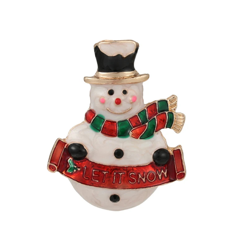 Broche de Navidad con muñeco de nieve y Papá Noel para decoración festiva