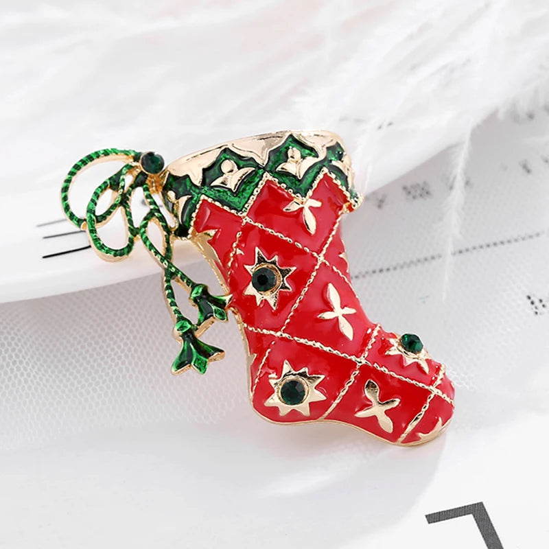 Broche de Navidad con muñeco de nieve y Papá Noel para decoración festiva