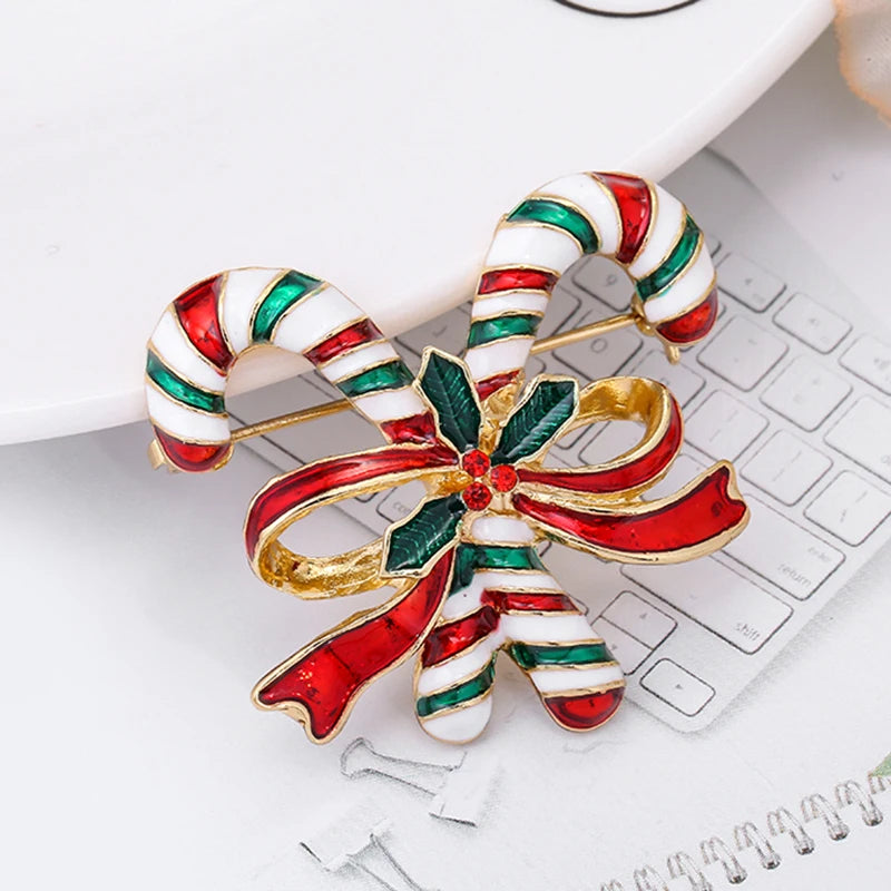 Broche de Navidad con muñeco de nieve y Papá Noel para decoración festiva