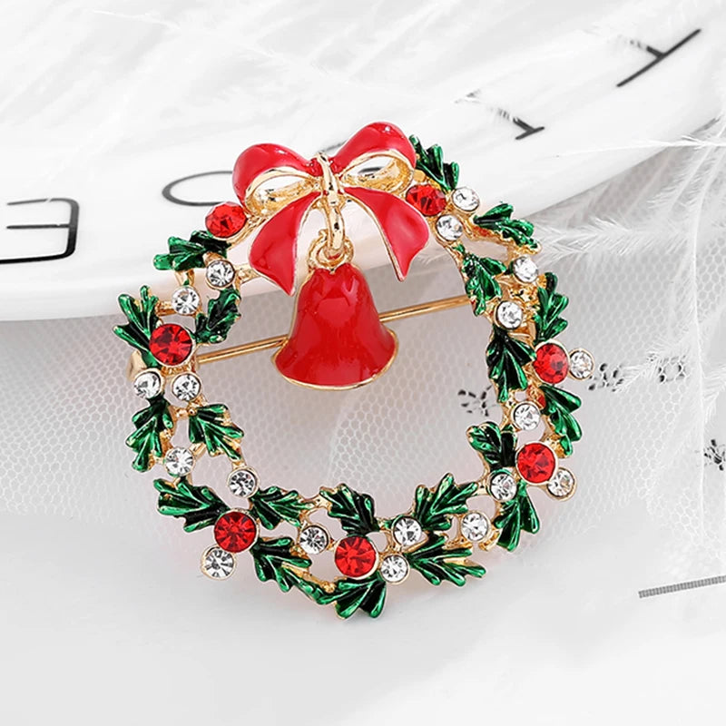 Broche de Navidad con muñeco de nieve y Papá Noel para decoración festiva