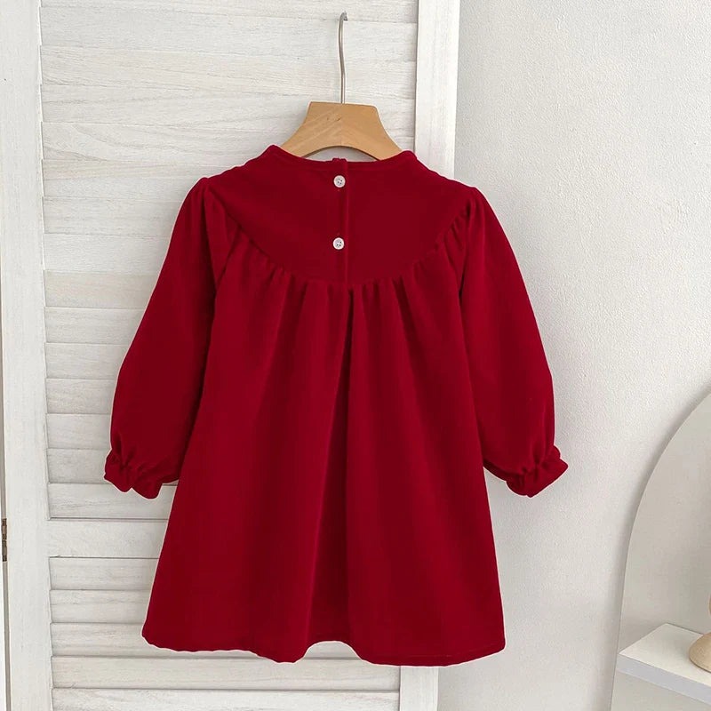 Kerstjurk voor Babymeisjes met Strik en Ruches, Comfortabele Pasvorm, Maten 90-130 3