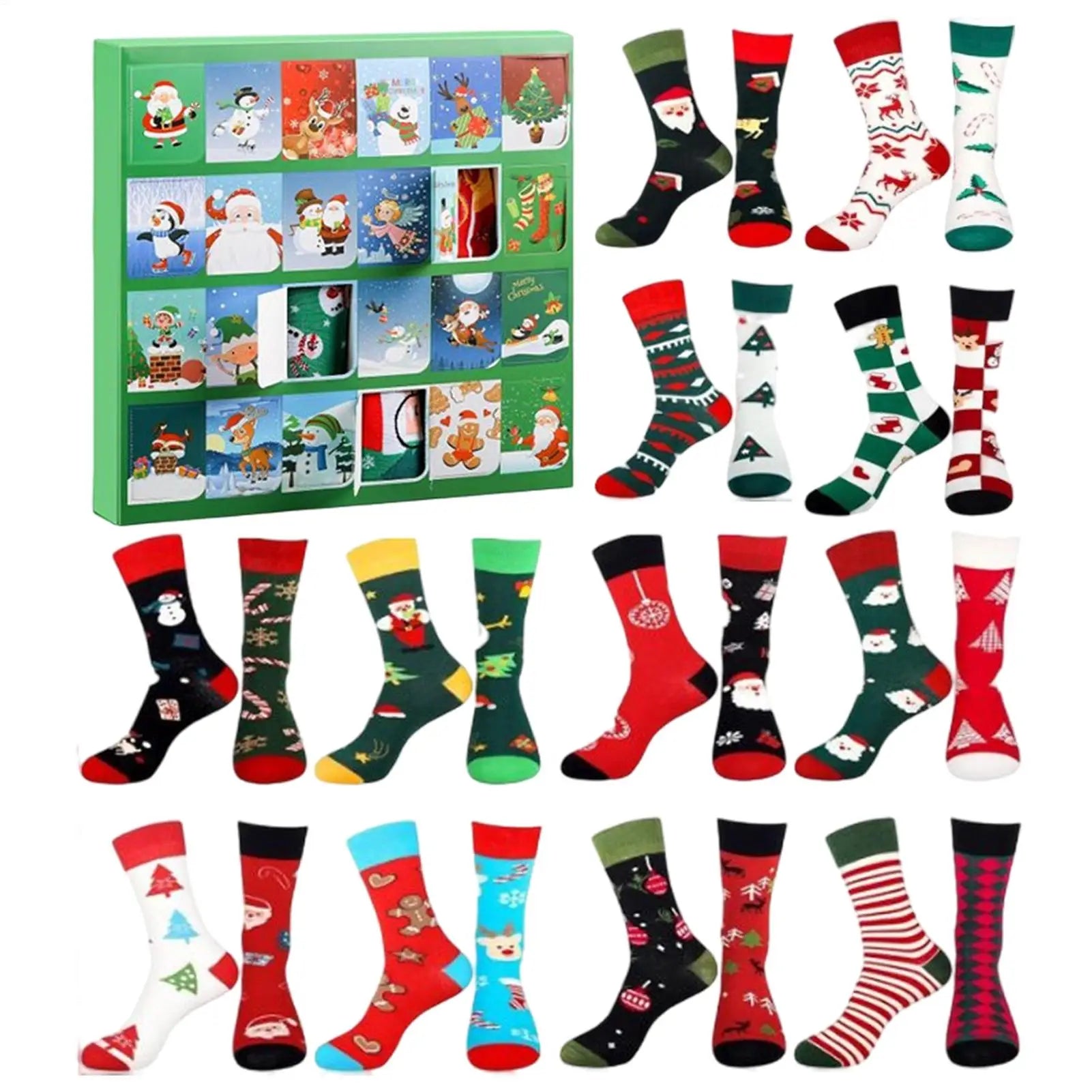 HollyFest – Christmas stocking advent calendar – 24 socks with Christmas patterns
