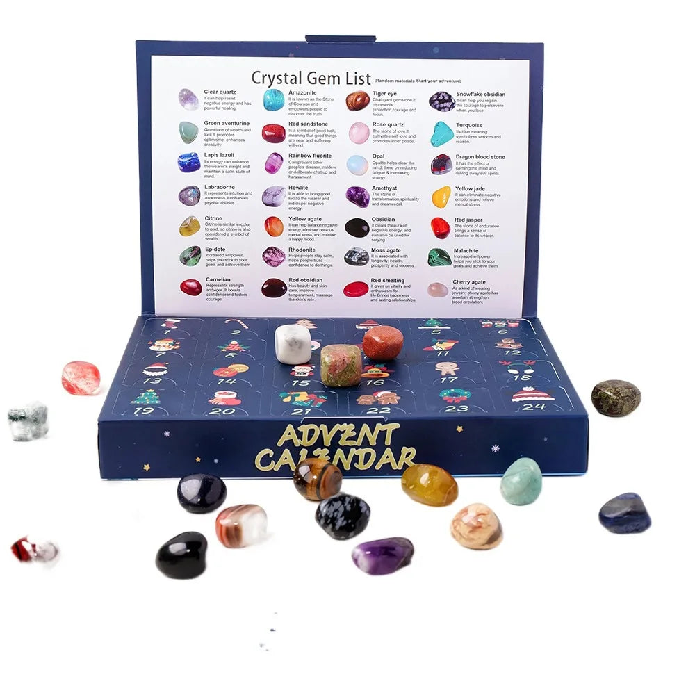 GemNova – Advent calendar with 24 Natural Crystal Stones – Christmas decoration