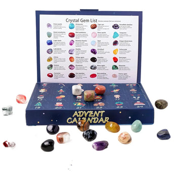 GemNova – Advent calendar with 24 Natural Crystal Stones – Christmas decoration