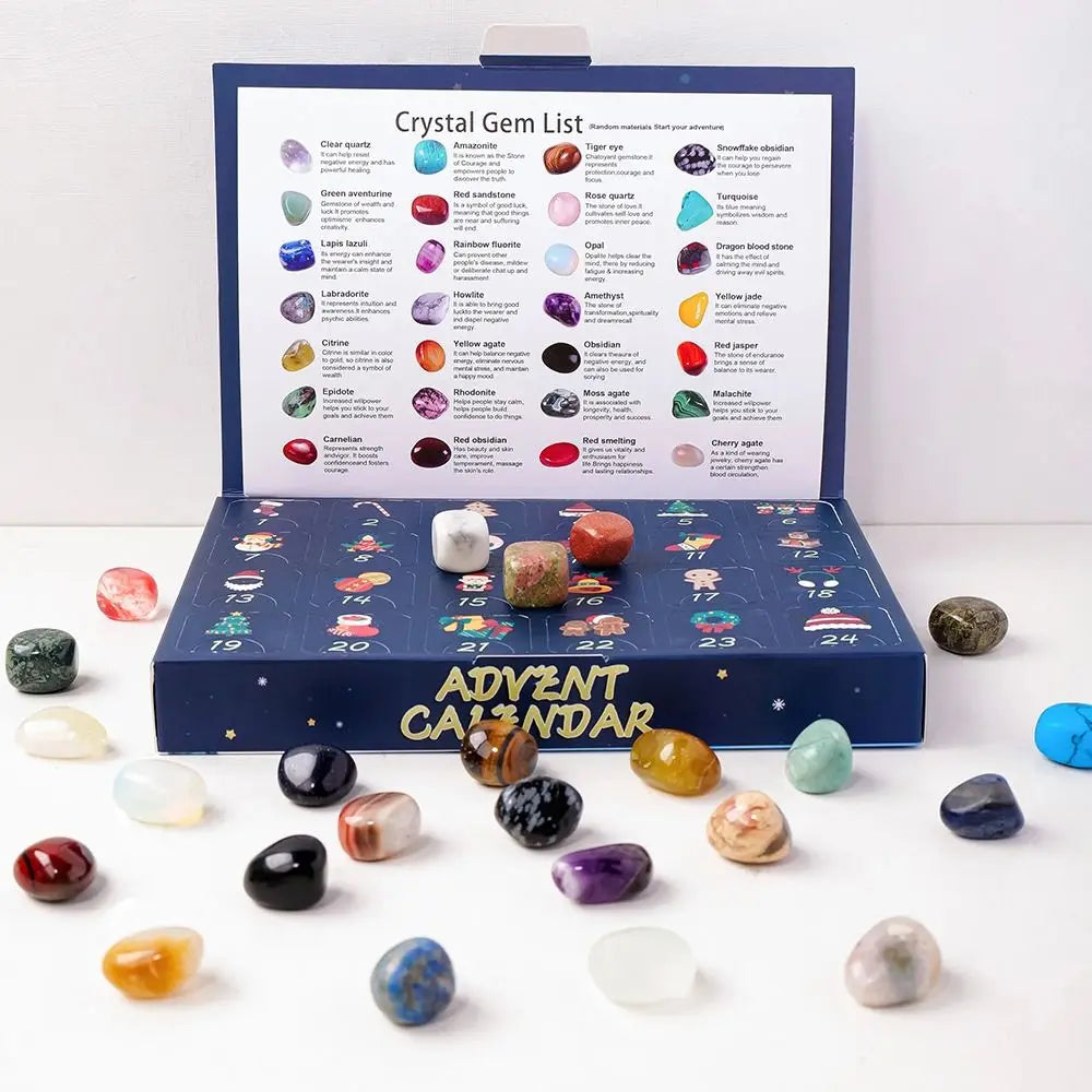 GemNova – Advent calendar with 24 Natural Crystal Stones – Christmas decoration