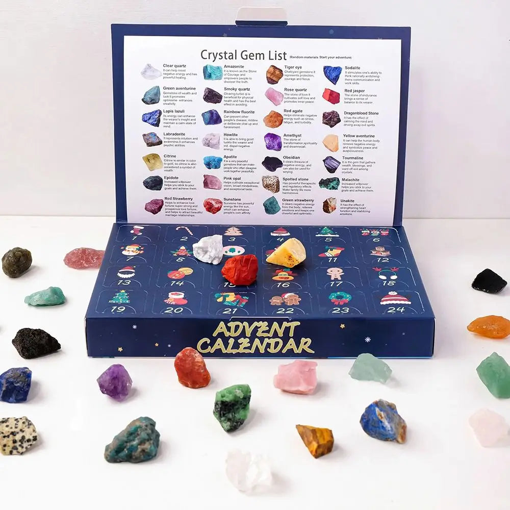 GemNova – Advent calendar with 24 Natural Crystal Stones – Christmas decoration