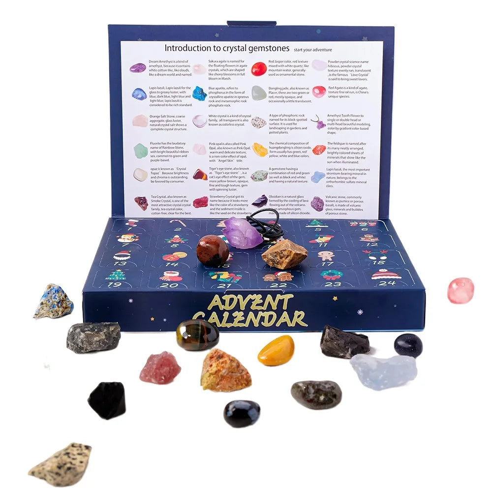 GemNova – Advent calendar with 24 Natural Crystal Stones – Christmas decoration