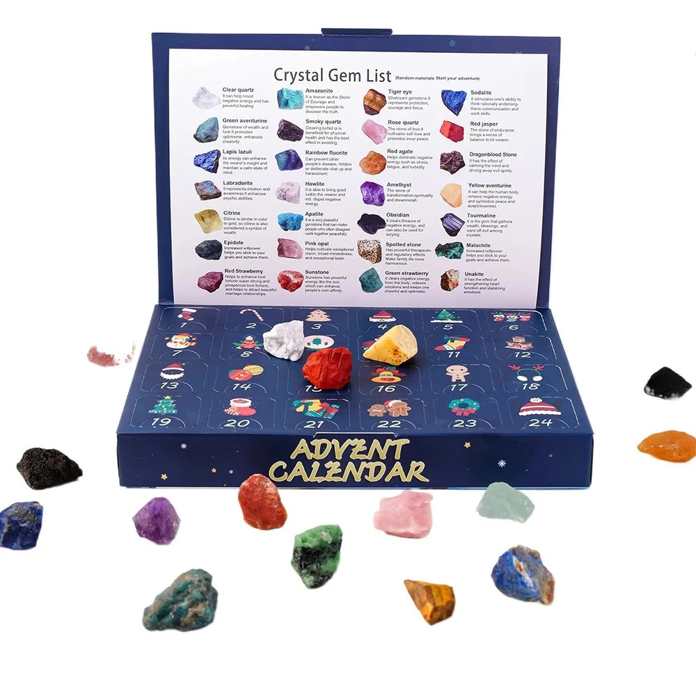 GemNova – Advent calendar with 24 Natural Crystal Stones – Christmas decoration
