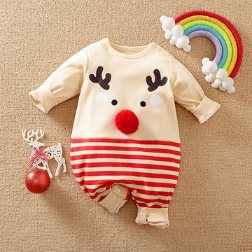 Kerstoutfit voor baby jongens met elanden, lange mouwen, 0-18 maanden 0
