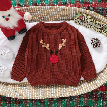 Kersttrui voor baby's met lange mouwen en schattige cartoonprint, warm en comfortabel 0