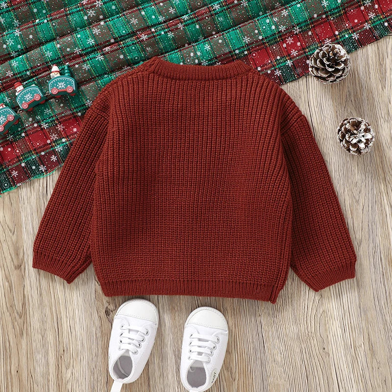 Kersttrui voor baby's met lange mouwen en schattige cartoonprint, warm en comfortabel 1