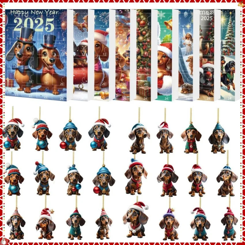 Festiva – Christmas calendar with dachshund charm – 24-day wall decoration