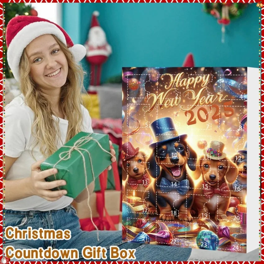 Festiva – Christmas calendar with dachshund charm – 24-day wall decoration