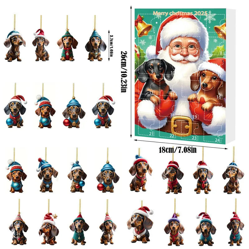Festiva – Christmas calendar with dachshund charm – 24-day wall decoration
