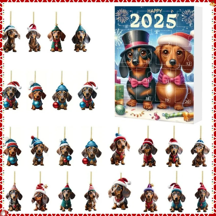 Festiva – Christmas calendar with dachshund charm – 24-day wall decoration
