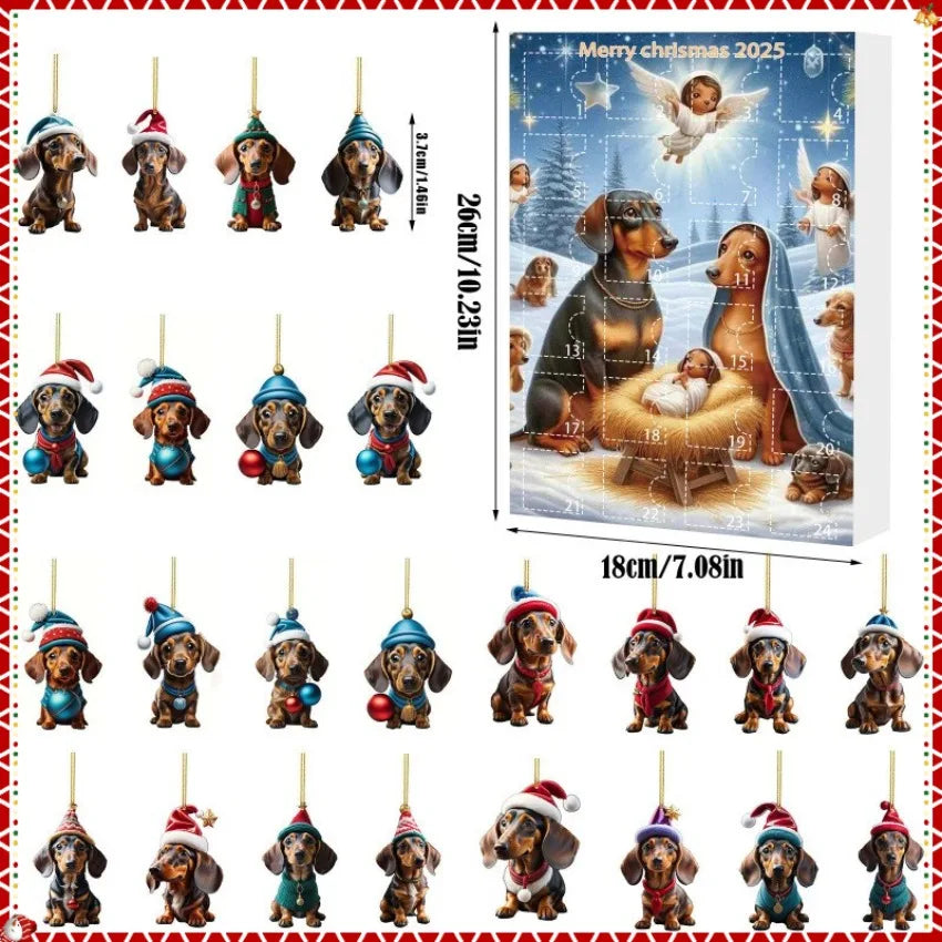 Festiva – Christmas calendar with dachshund charm – 24-day wall decoration