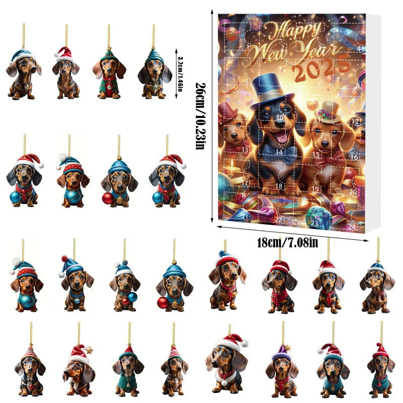 Festiva – Christmas calendar with dachshund charm – 24-day wall decoration