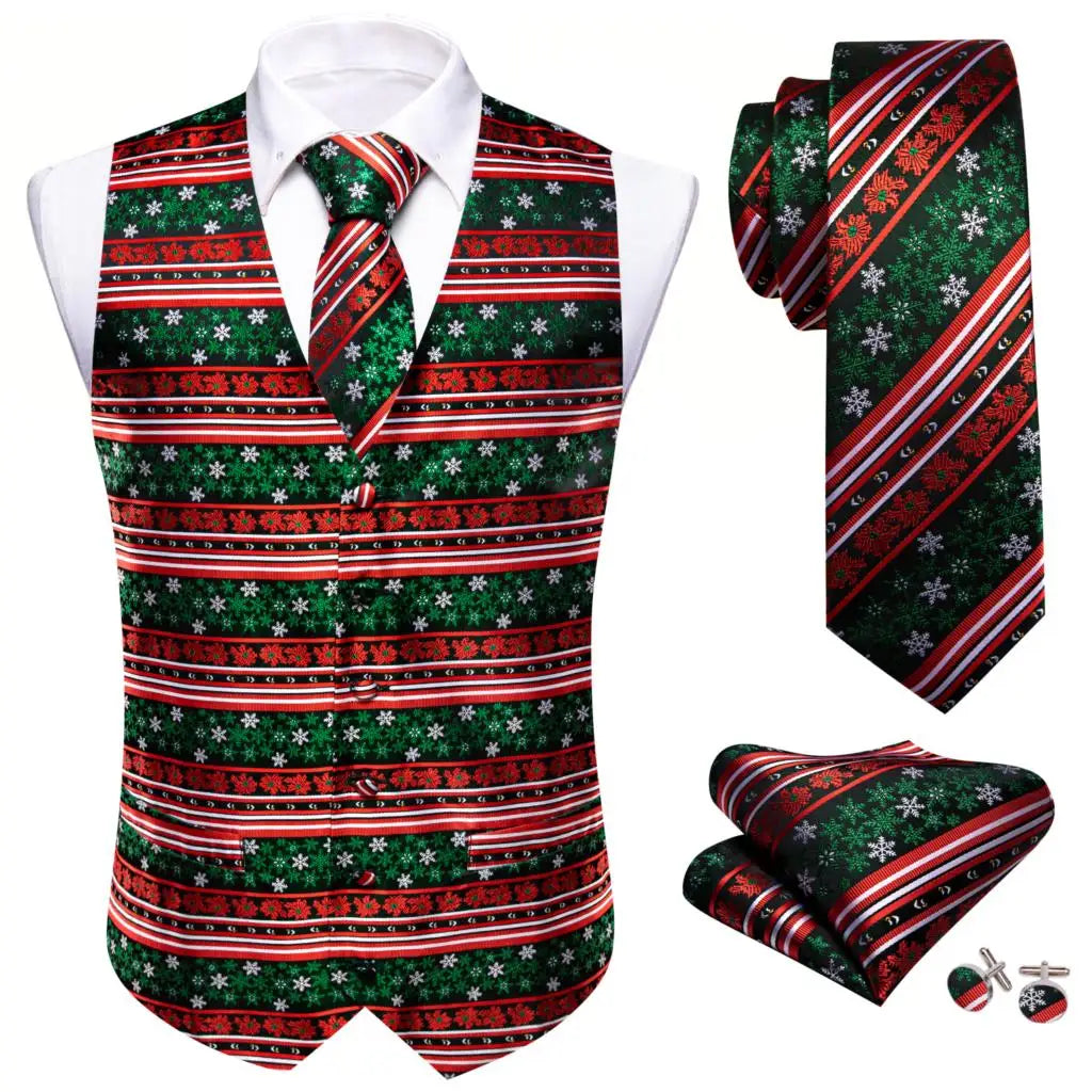Festivor Men's Christmas Sweater – Stylish Party Sweater with Snowflakes & Reindeer, Including Tie and Bow Tie