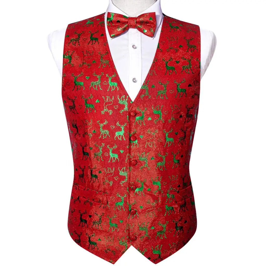 Festivor Men's Christmas Sweater – Stylish Party Sweater with Snowflakes & Reindeer, Including Tie and Bow Tie