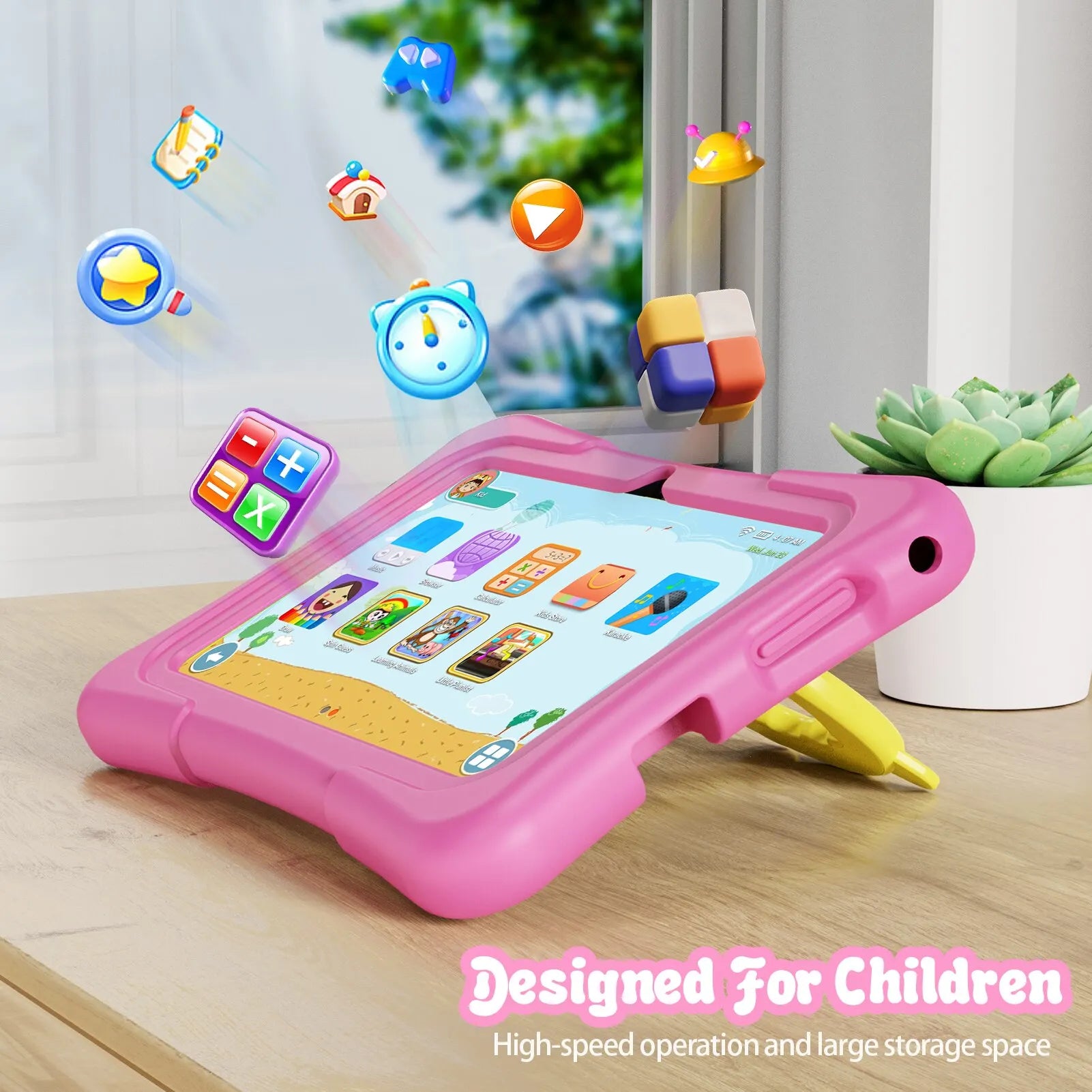 KiddoTab – Kinder Tablet 7 inch Android 11, 32GB met Dualcamera & Schokbestendig Hoes