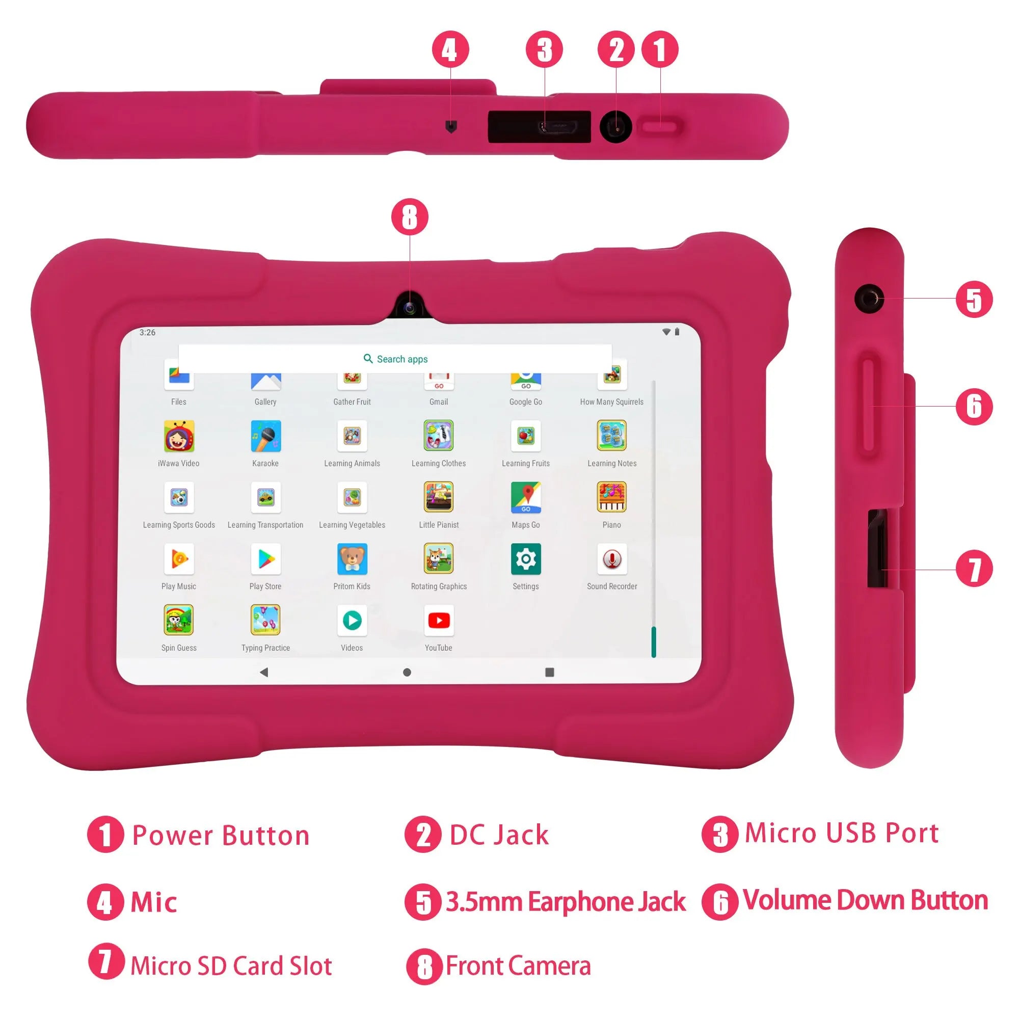 EduPlay K7 – Kinder Tablet 7 inch Android 10, 32GB met Leer- & Speelsoftware