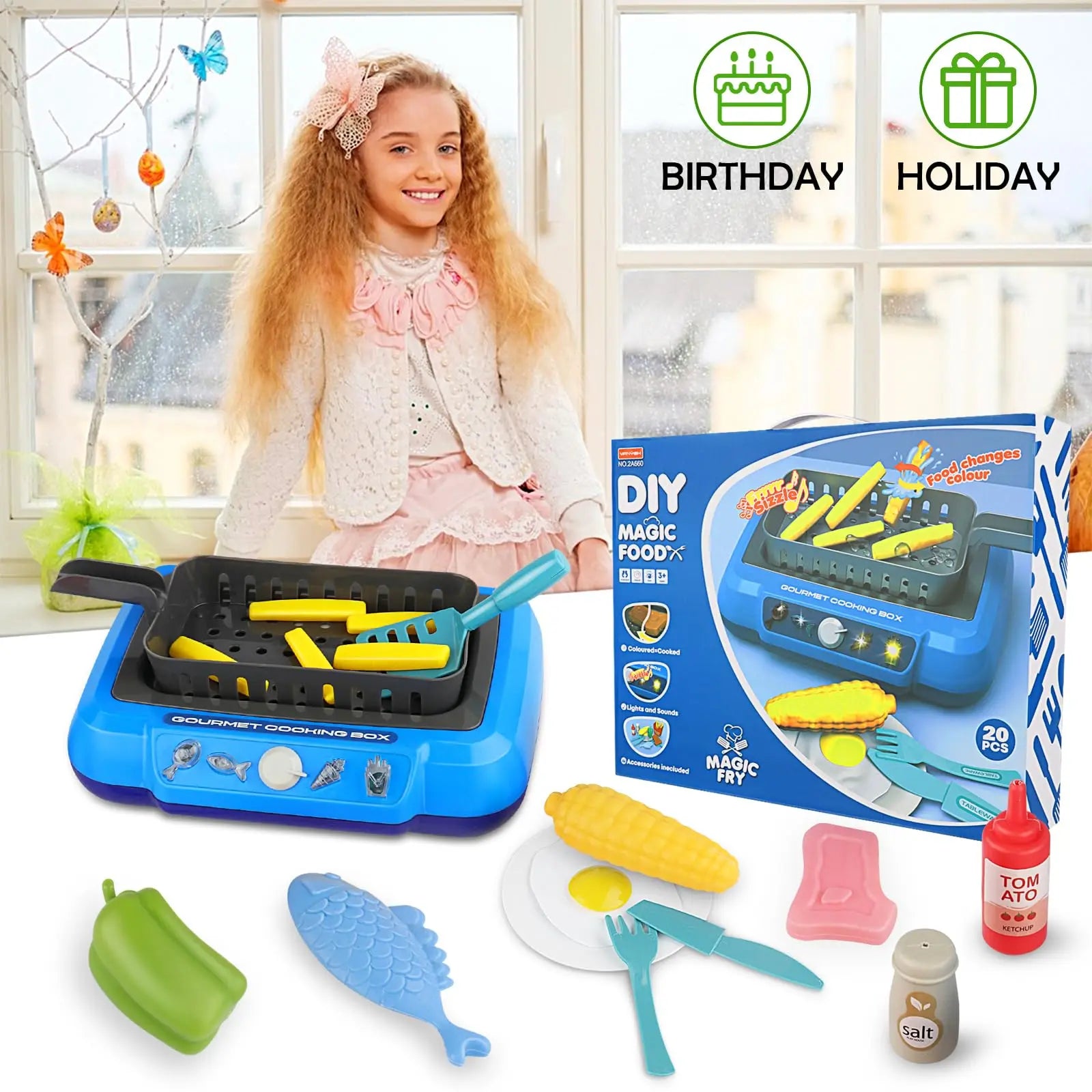 Kleurveranderende keuken speelgoedset met licht voor kinderen - 20 stuks 1