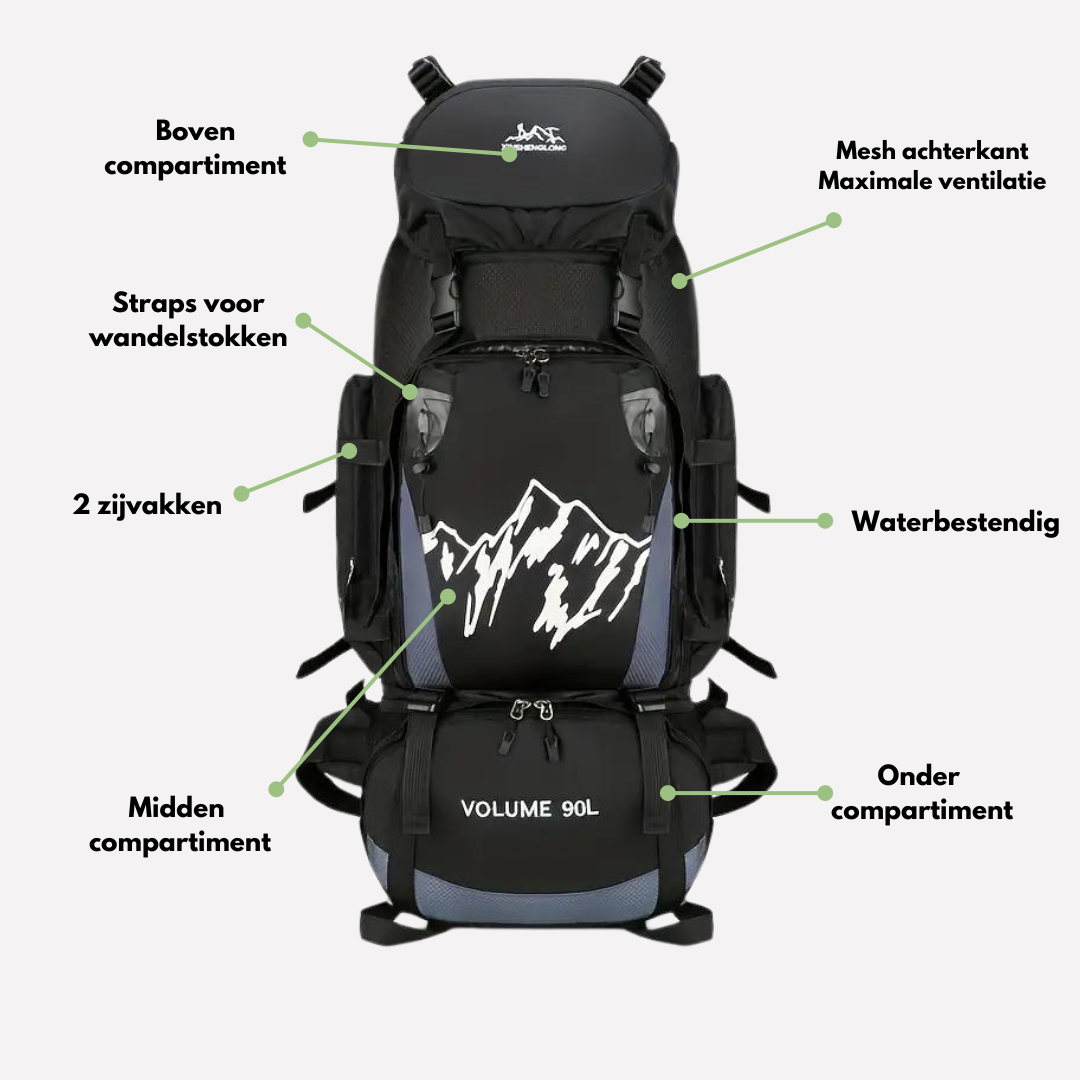 90L Waterdichte Rugzak – Grote Outdoor Backpack voor Avonturiers