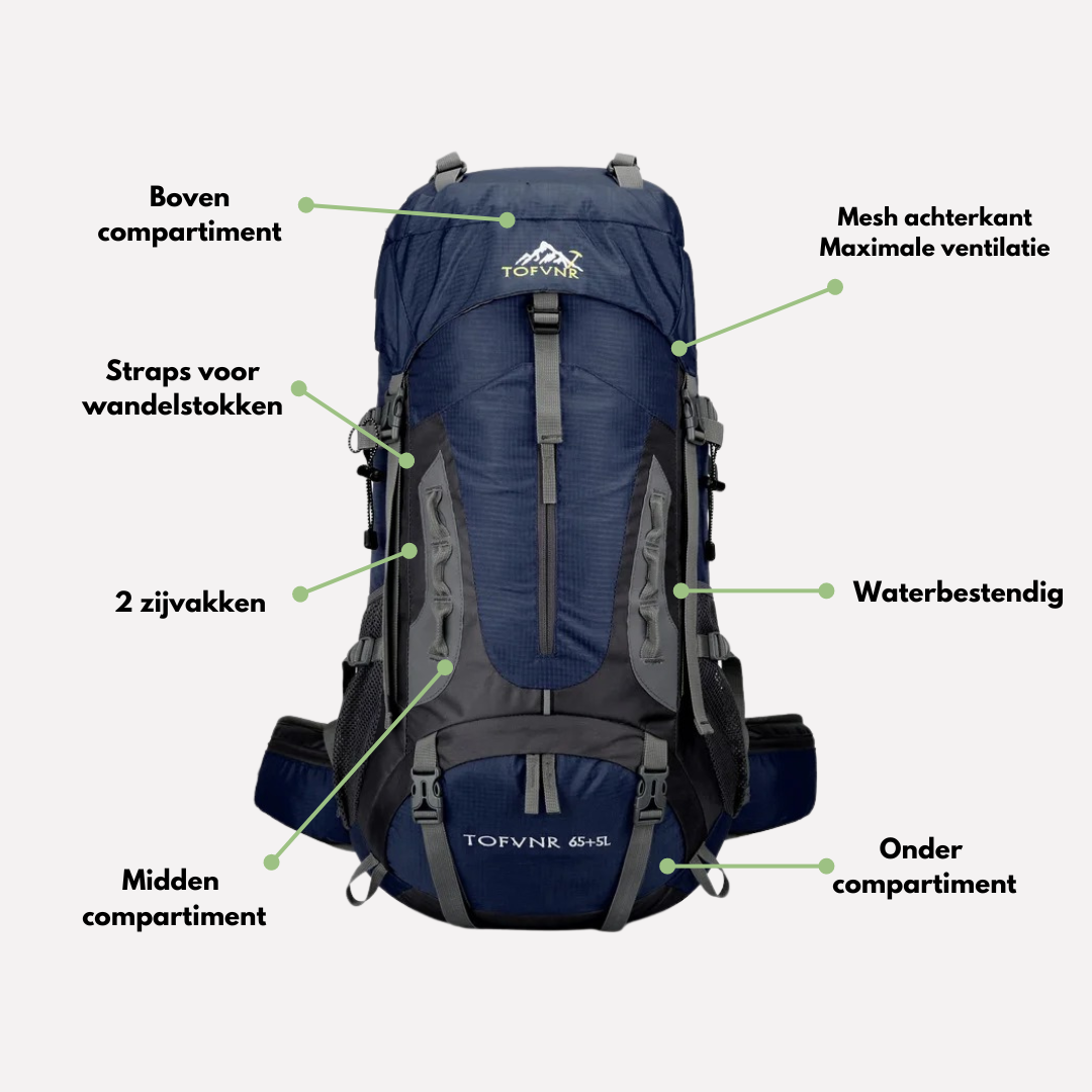60L Waterdichte Rugzak – Ruime en Sterke Tas voor Outdoor Avonturen