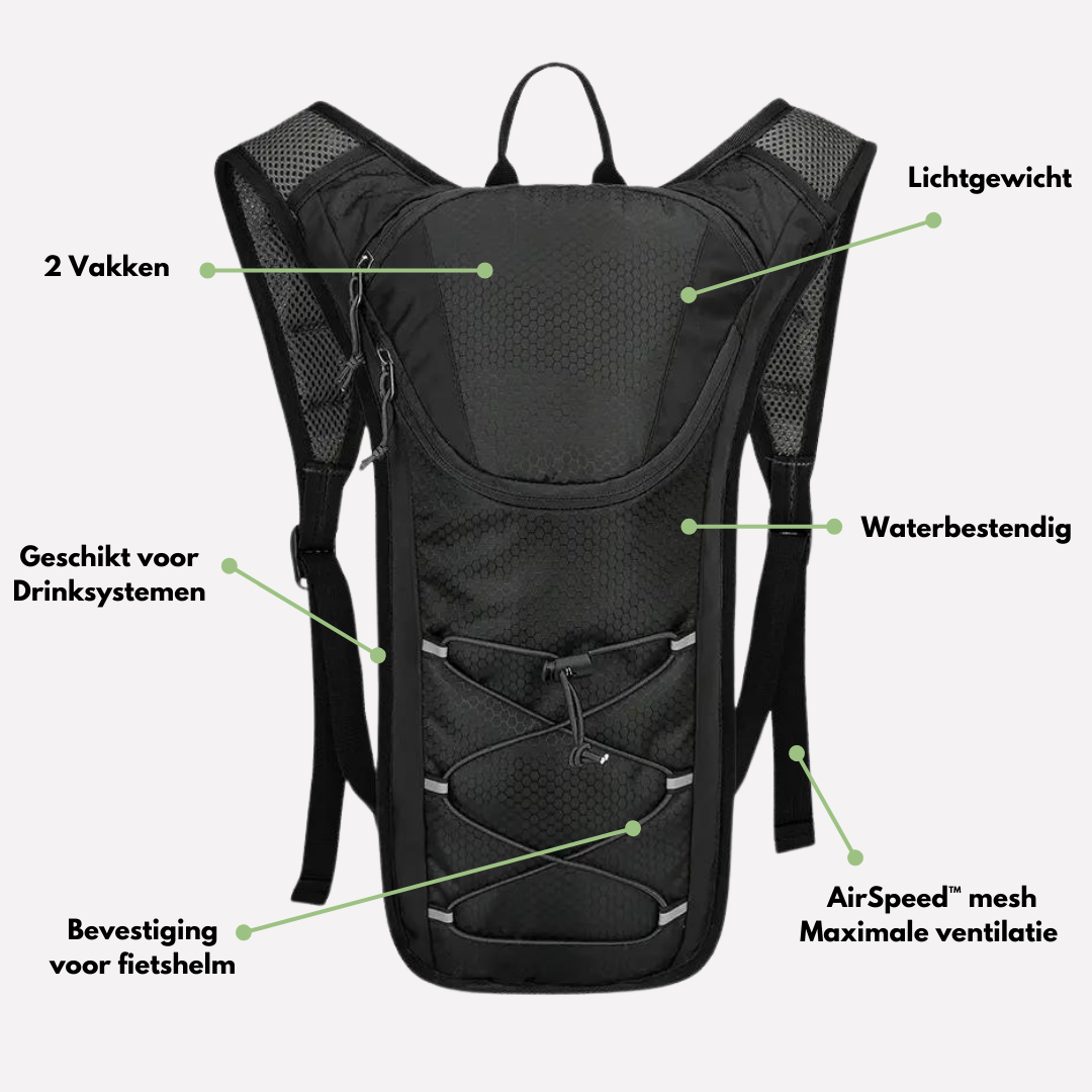 Motxilla de bicicleta premium – lleugera i ventilada | amb suport per casc i compartiment d'hidratació