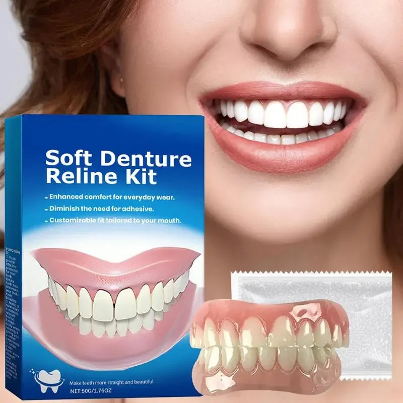 SmileLine – Kit de silicona para dentadura postiza 1 set – Natural y cómodo