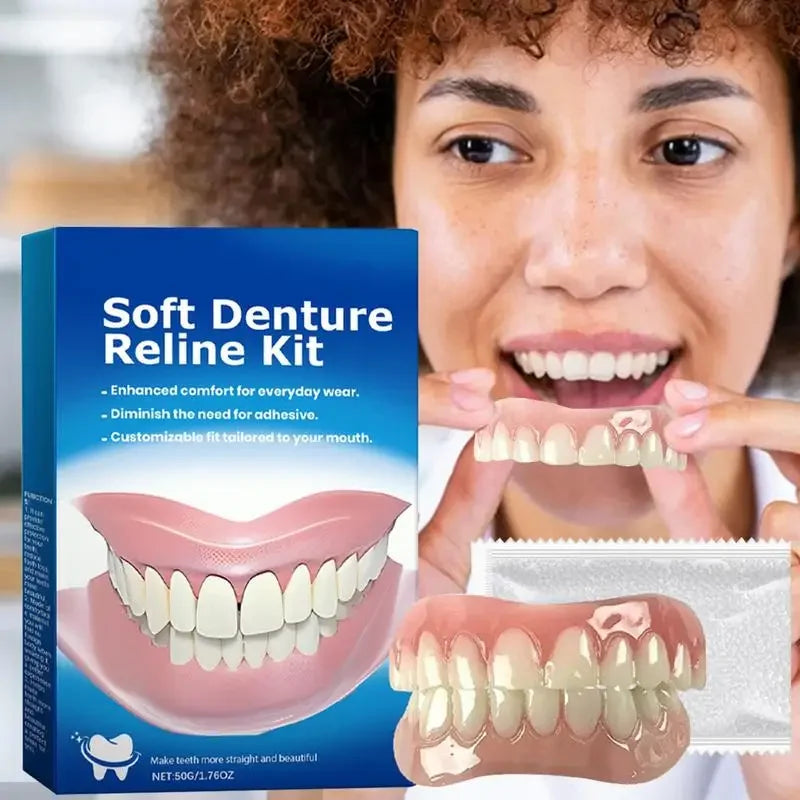 SmileLine – Kit de silicona para dentadura postiza 1 set – Natural y cómodo