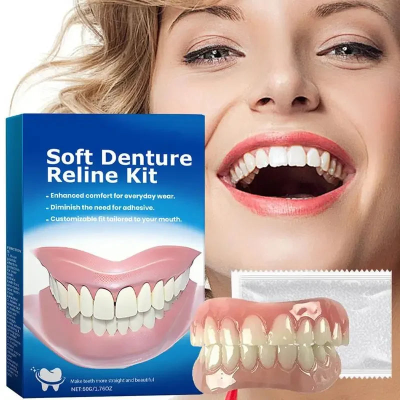 SmileLine – Kit de silicona para dentadura postiza 1 set – Natural y cómodo