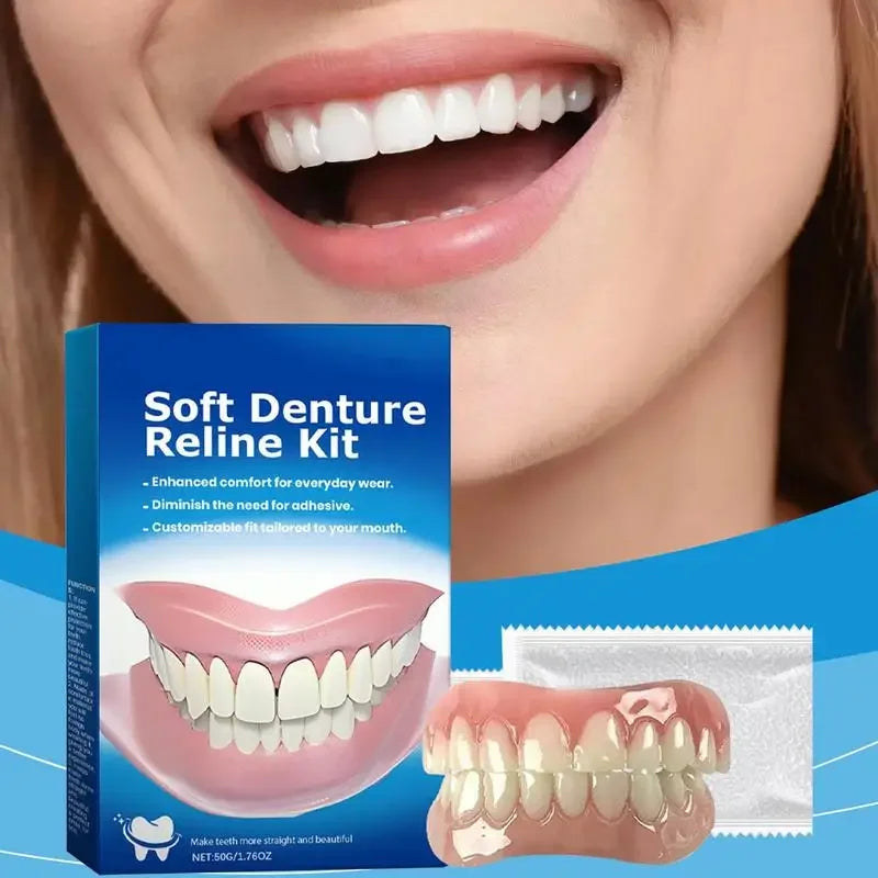 SmileLine – Kit de silicona para dentadura postiza 1 set – Natural y cómodo