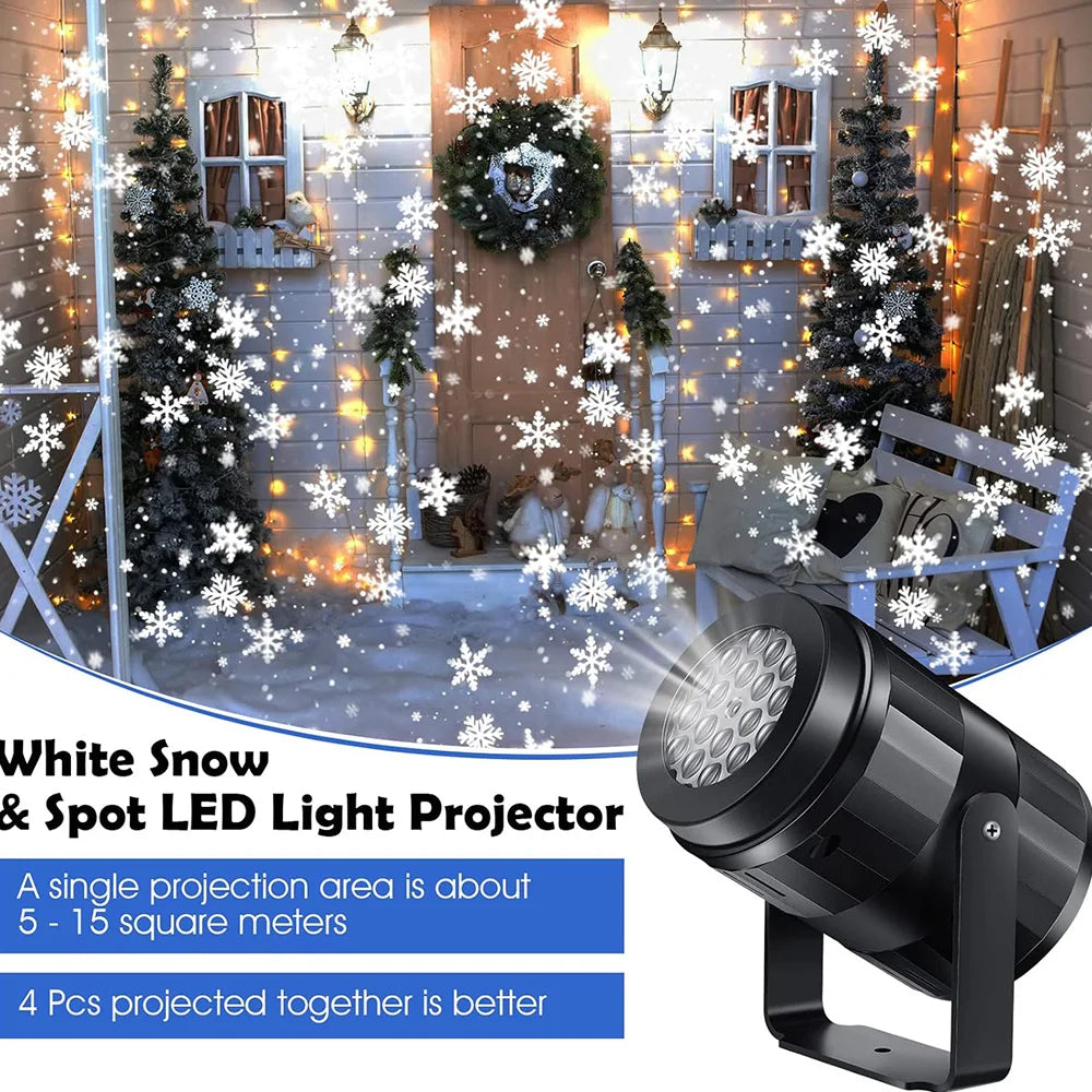 Proyector de copos de nieve LED para exterior - Iluminación navideña USB para ambiente festivo