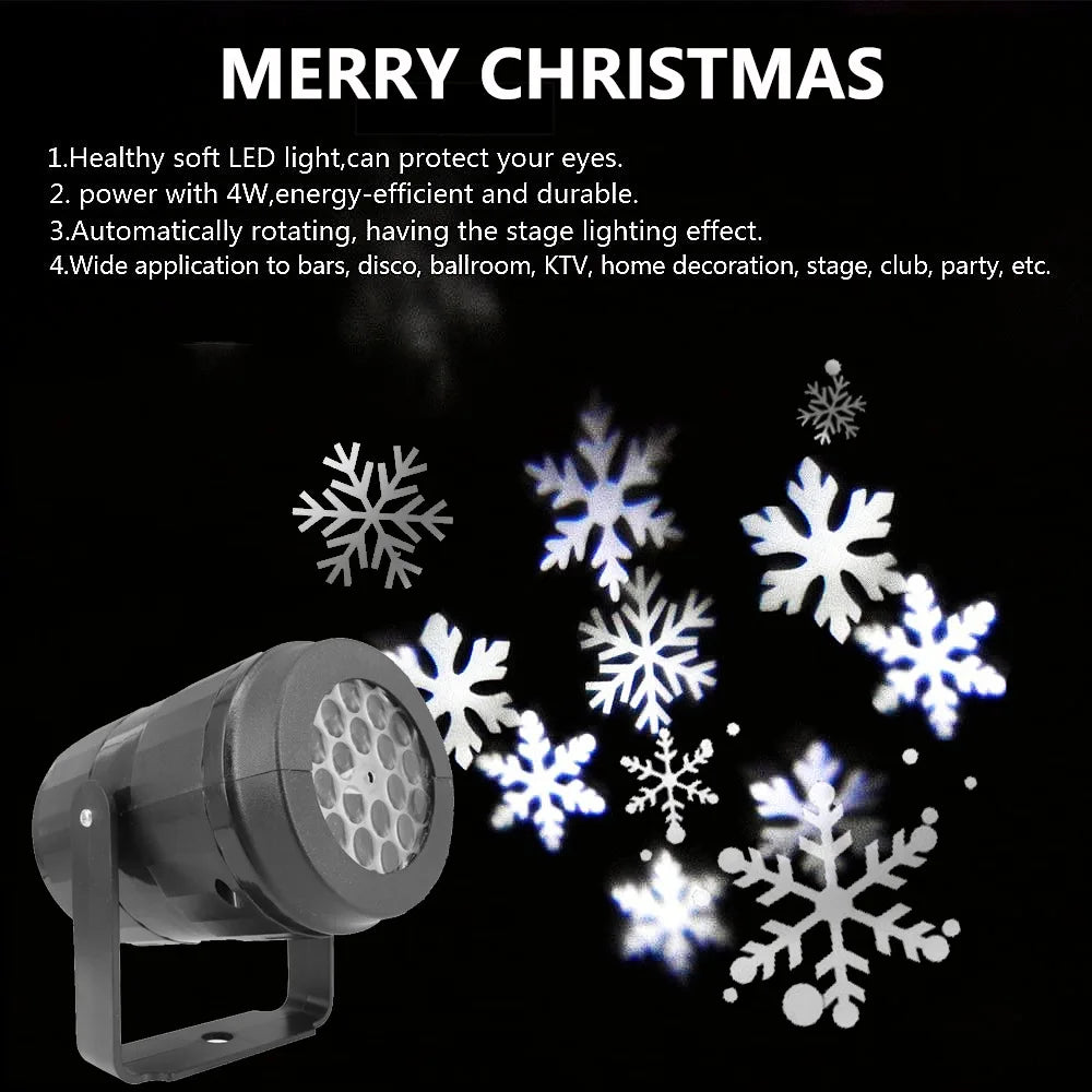 Proyector de copos de nieve LED para exterior - Iluminación navideña USB para ambiente festivo