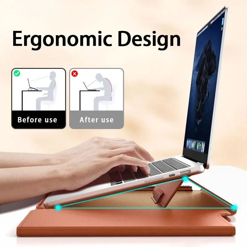 Slevano – Laptop sleeve PU leer 3-in-1 waterdicht – MacBook Air 13"