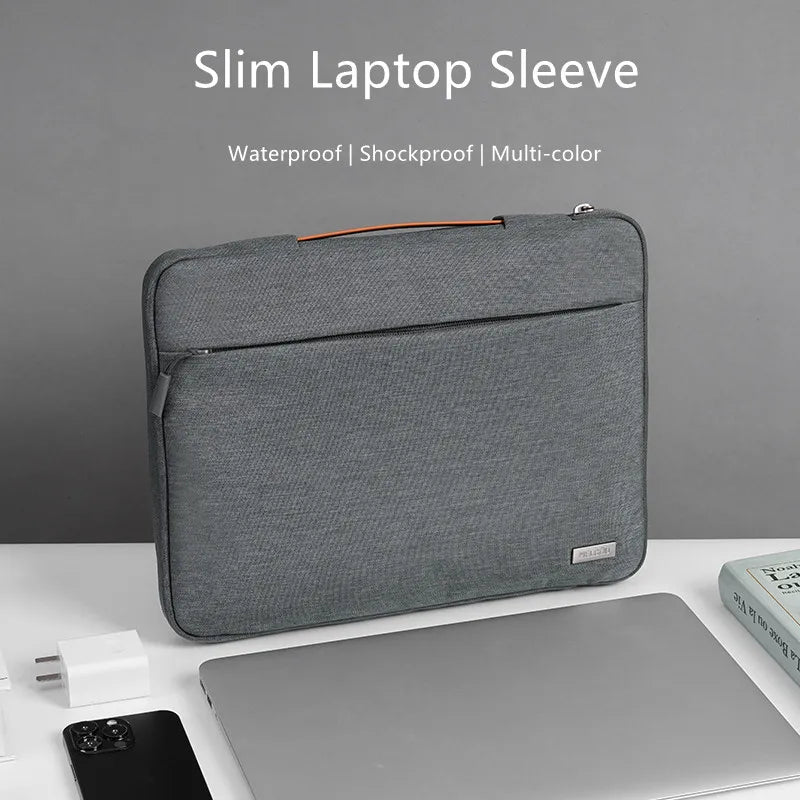 Techlio – Laptop sleeve with compartments shockproof nylon – MacBook & Dell