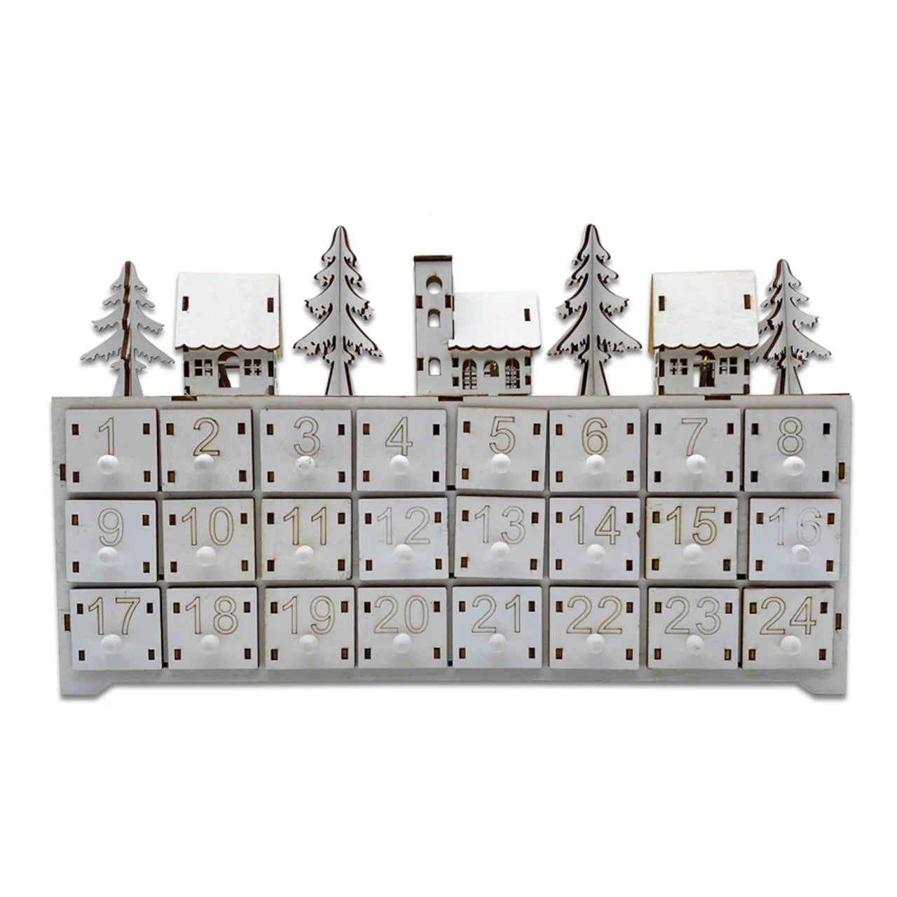 LumiFest – Advent calendar with LED light, Wooden 24-Day Christmas decoration