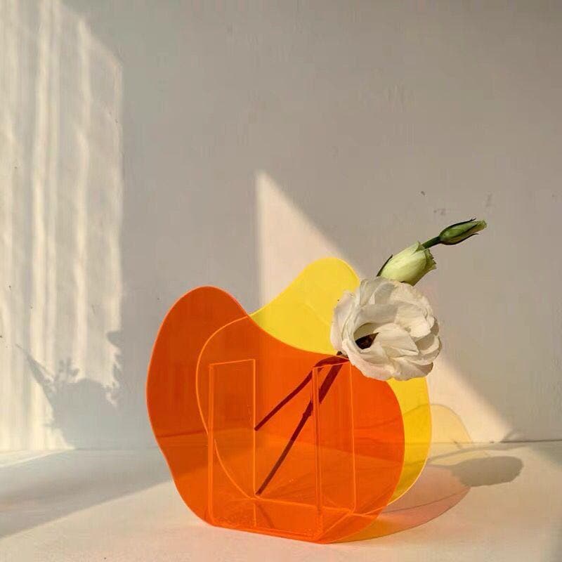 Acrilea – Jarrón acrílico transparente, colorido y versátil para decoración y escritorio