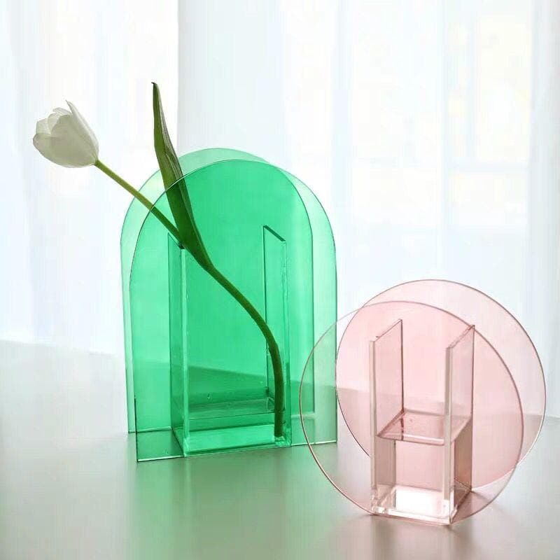 Acrilea – Jarrón acrílico transparente, colorido y versátil para decoración y escritorio