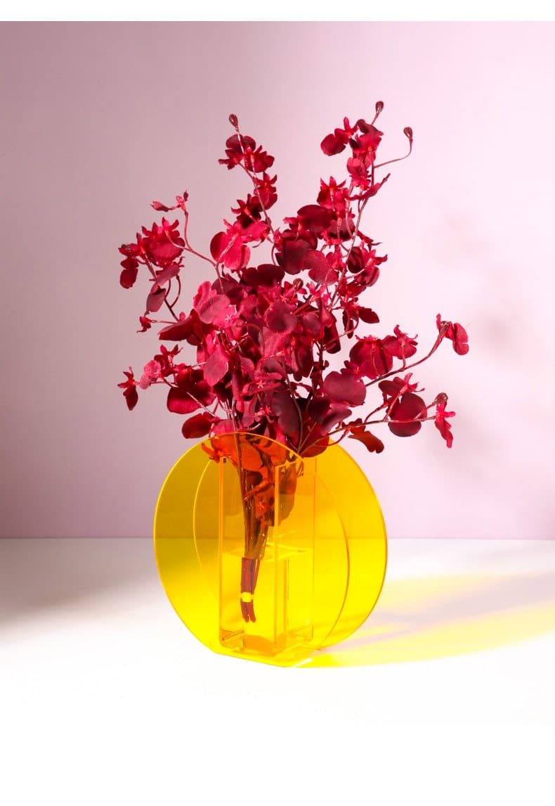 Acrilea – Jarrón acrílico transparente, colorido y versátil para decoración y escritorio