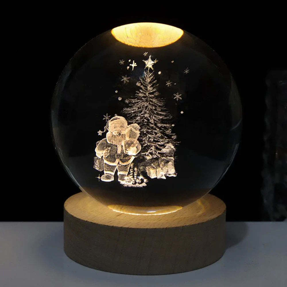 Luminous Crystal Ball – Magische 3D Gegraveerde Sfeerlicht voor Thuisdecoratie