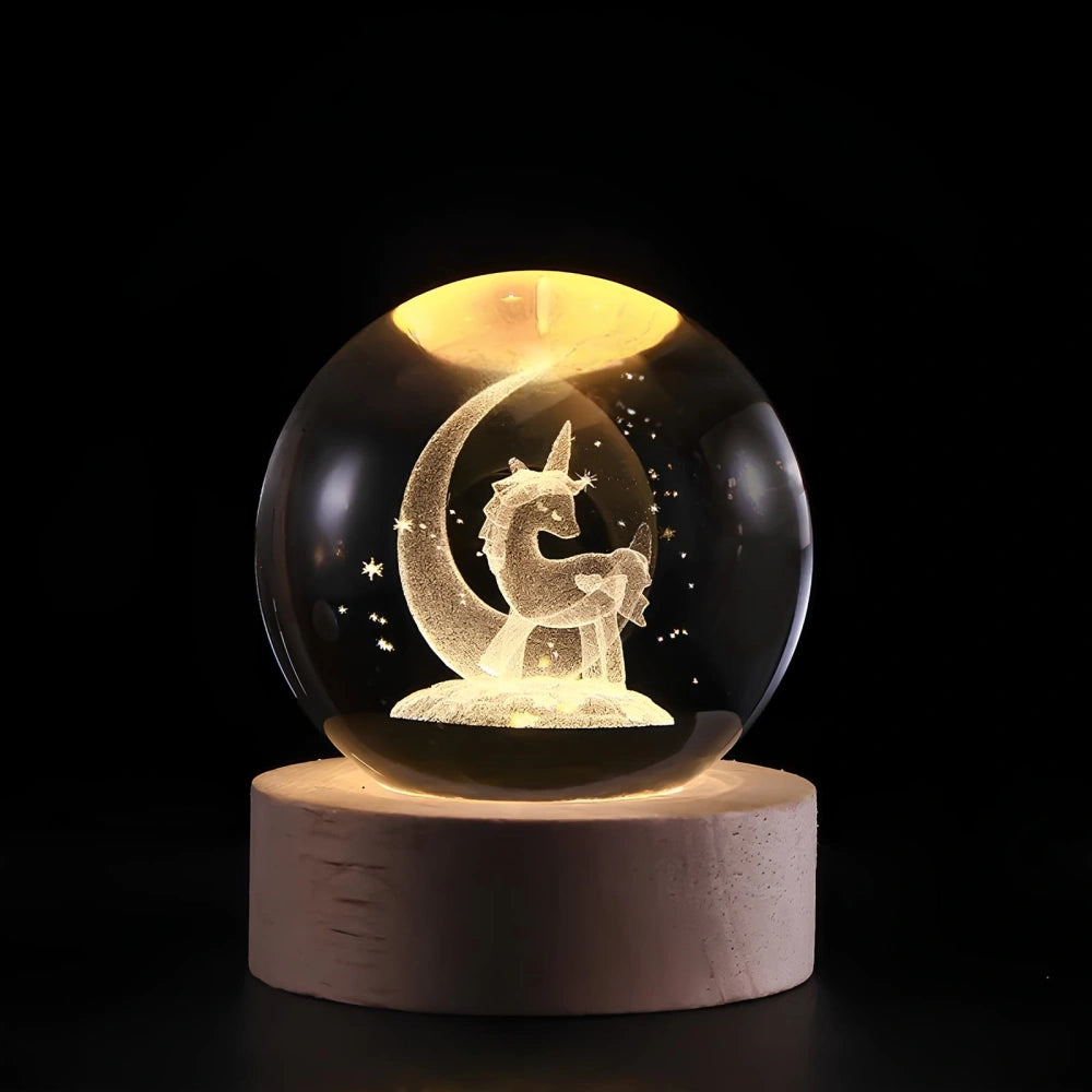 Luminous Crystal Ball – Magische 3D Gegraveerde Sfeerlicht voor Thuisdecoratie