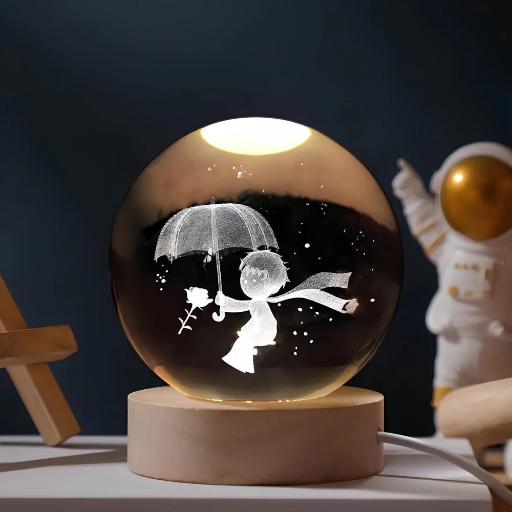Luminous Crystal Ball – Magische 3D Gegraveerde Sfeerlicht voor Thuisdecoratie